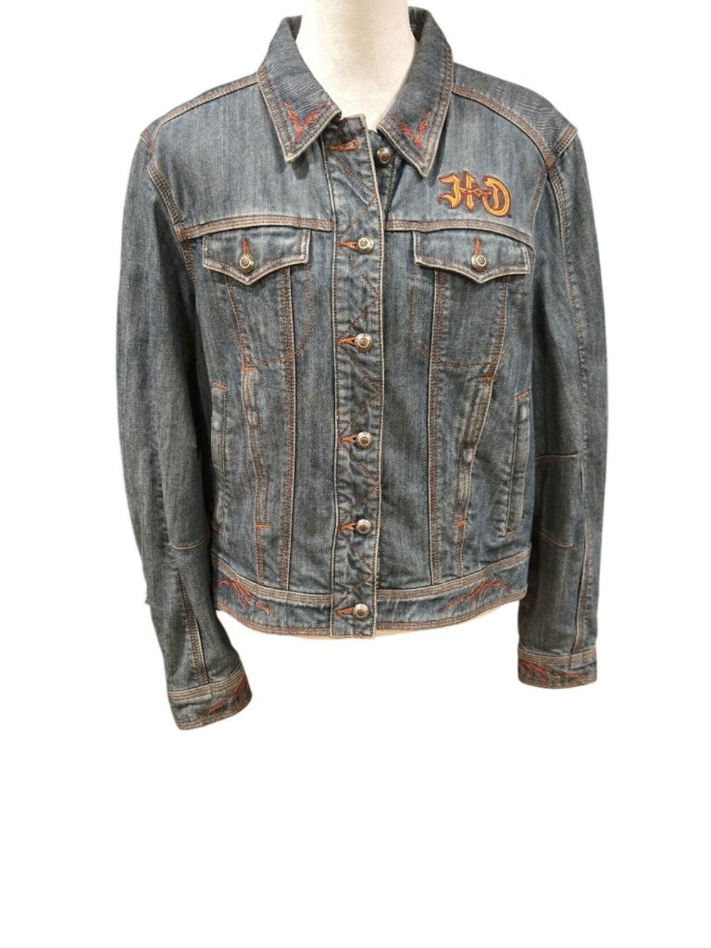 Harley-Davidson Women's Pink Label Studded Denim Riding Jacket Size Large 97217-